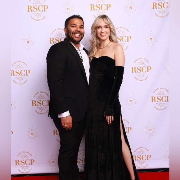 Velvet Formal Lulus Gown with Sleeves - Picture 2 of 2